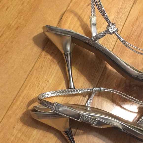 Call It Spring Silver Strappy 3.5” Heels - Picture 9 of 11